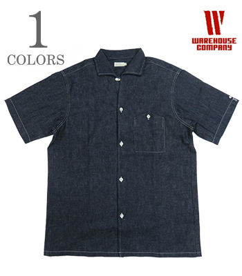WAREHOUSE ウエアハウス 半袖|ライトオンスデニム|イタリアンカラー