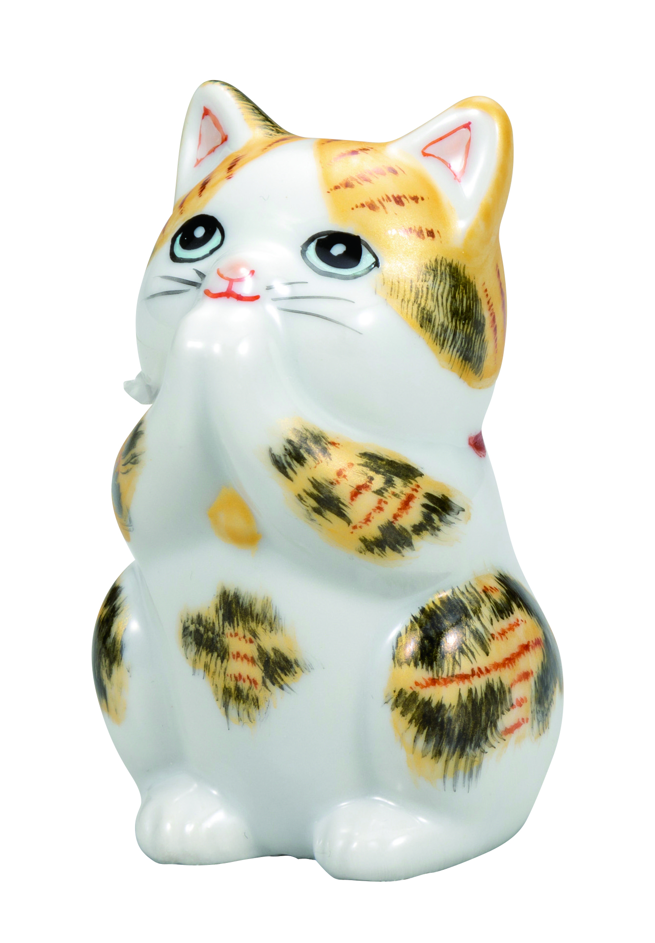 九谷焼 2.7号お祈り猫 金彩三毛