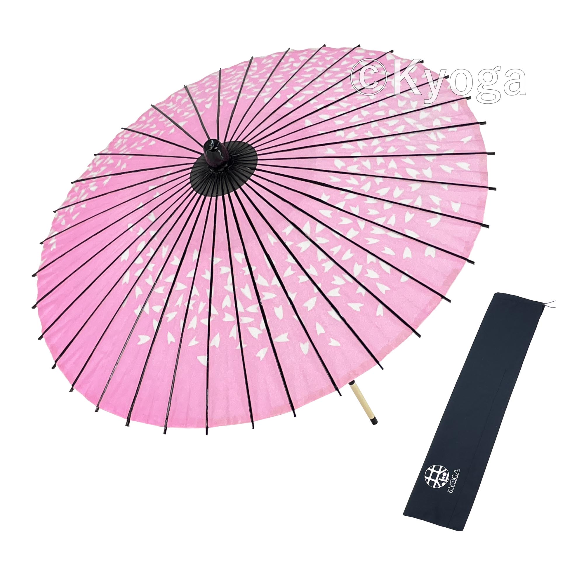 和傘・野点傘専門店 恭雅】 和傘 − 紙傘 1尺4寸 桜渦 ピンク 継柄