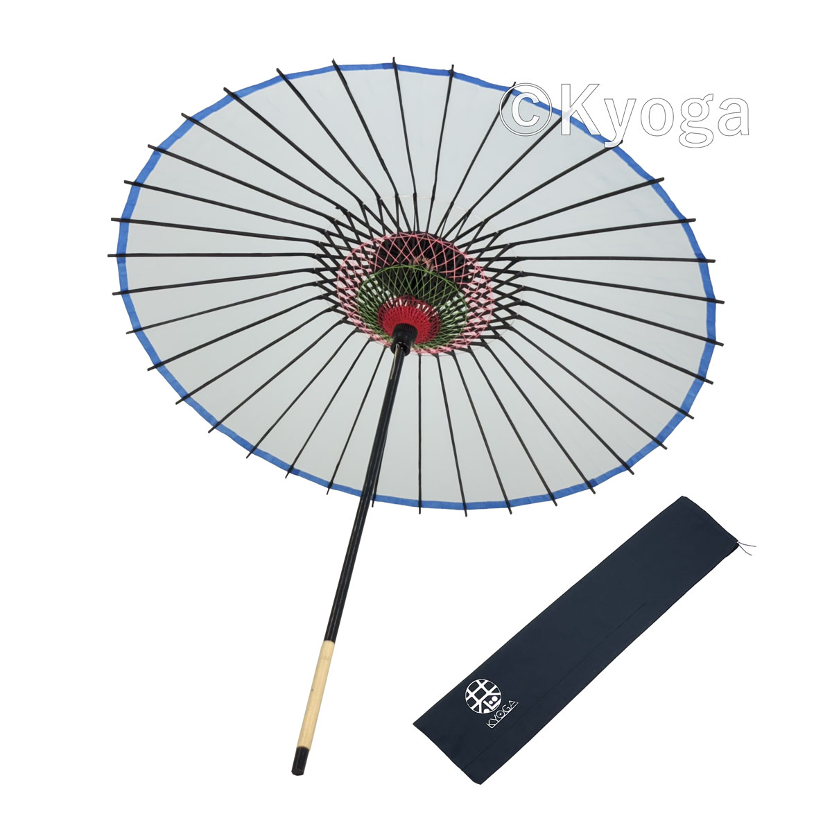 和傘・野点傘専門店 恭雅】 和傘 − 絹傘 1尺4寸 無地 水色 継柄