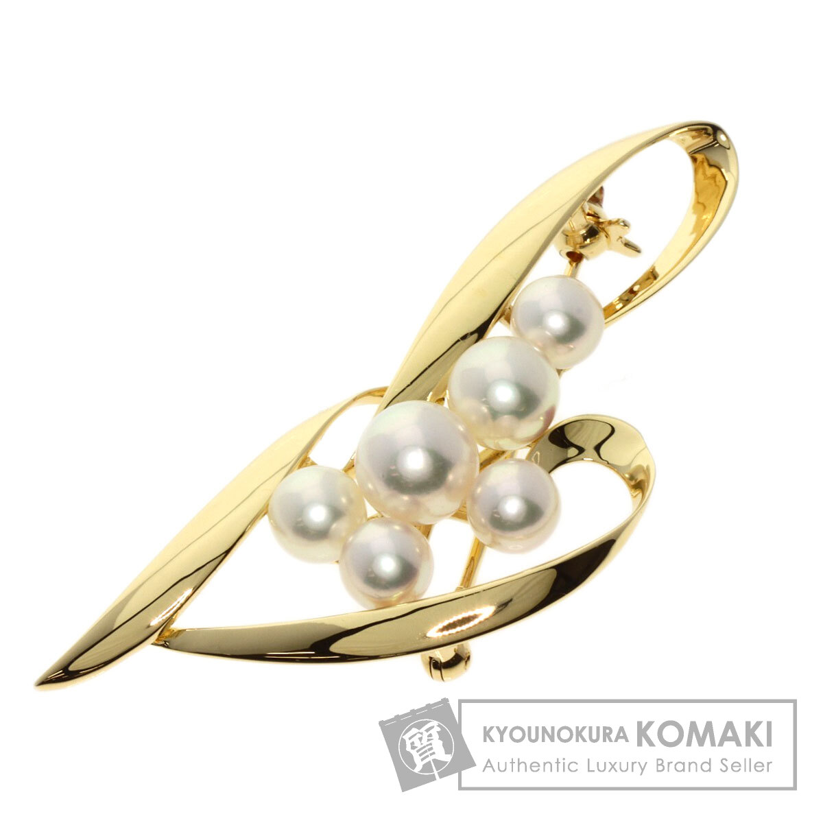 MIKIMOTO ミキモト アコヤパール 真珠 ブローチ K18イエローゴールド