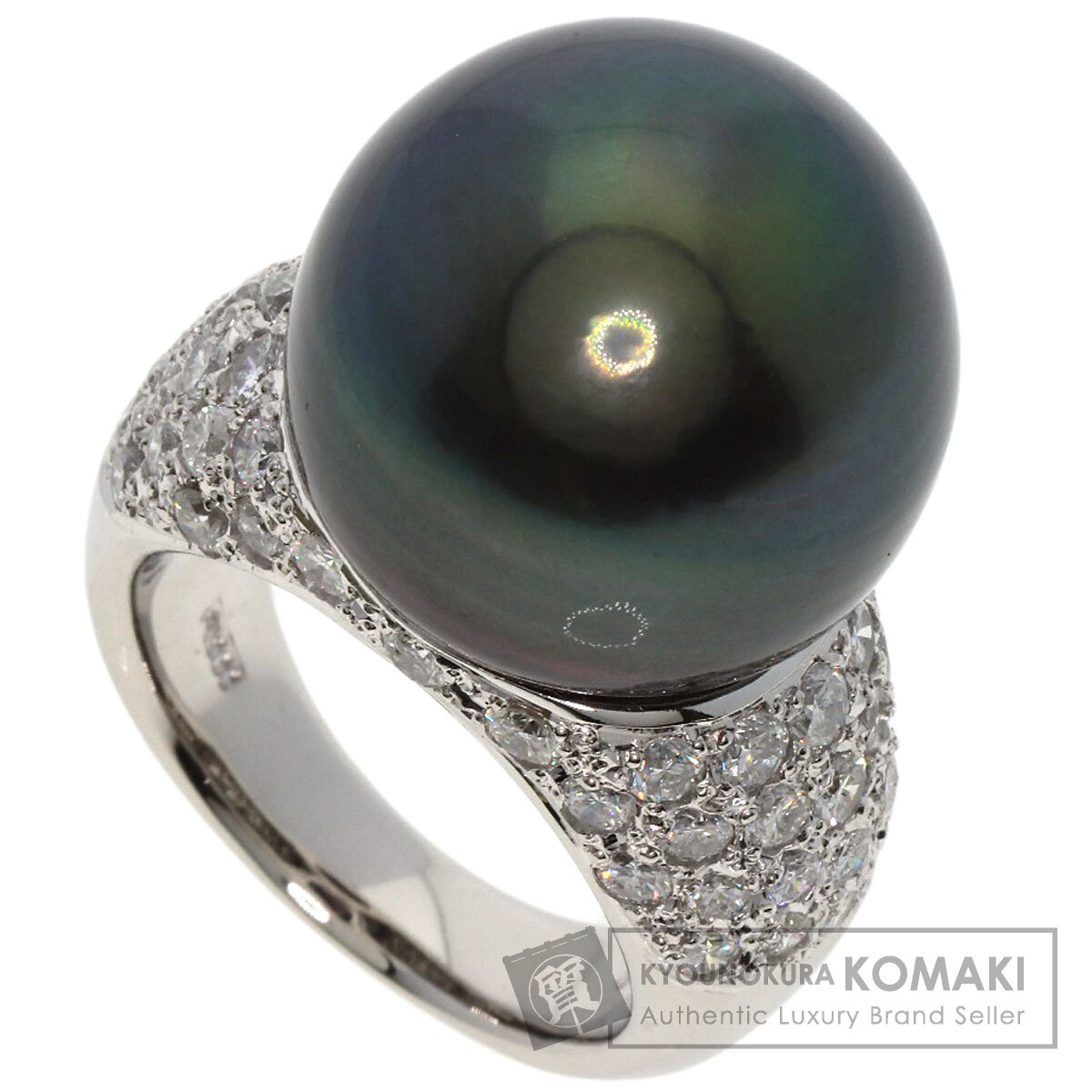 南洋黒真珠 ブラックパール 真珠 ダイヤモンド リング・指輪 プラチナ