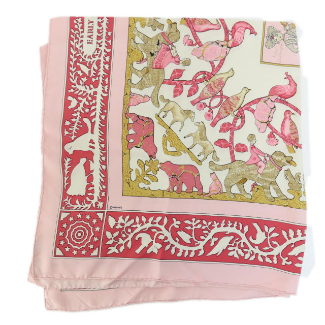 HERMES エルメス カレ90 EARLY AMERICA 古き良きアメリカ 動物柄