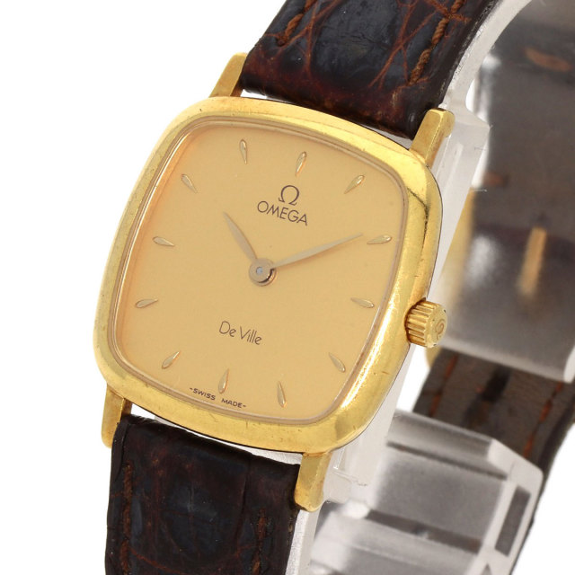 OMEGA オメガ デビル 腕時計 K18イエローゴールド/革 レディース