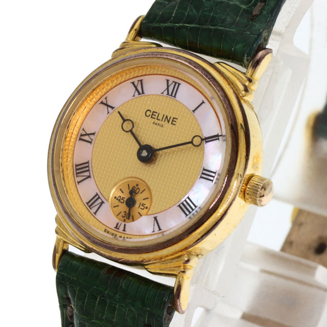 CELINE セリーヌ スモールセコンド 腕時計 GP/革 レディース [中古