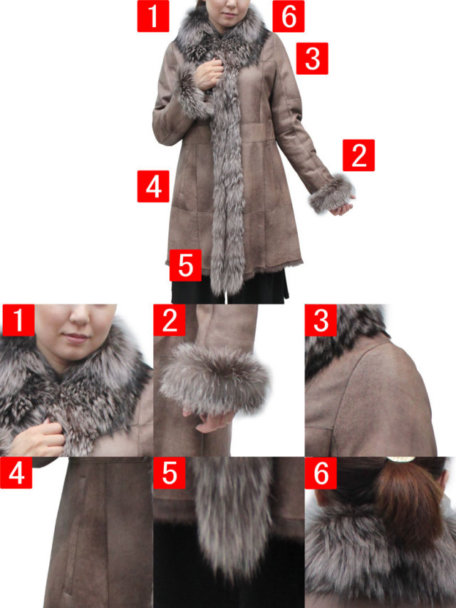 ラビット フォックス ムートンコート ダブルフェイス レディース