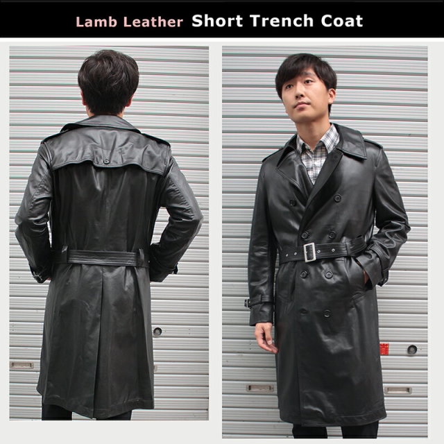 ラム革 トレンチコート メンズ ブラック/ブラウン/キャメル M/L/LL/3L