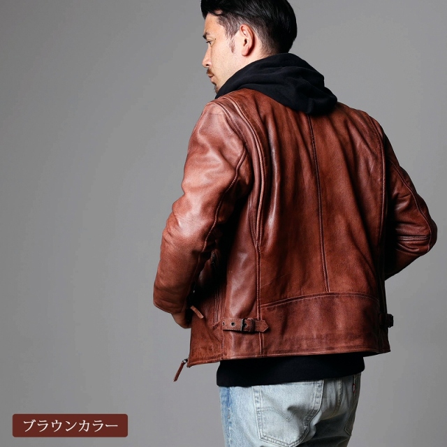 LAUTREAMONT 羊革レザージャケット ノーカラー ブラウン Lサイズ