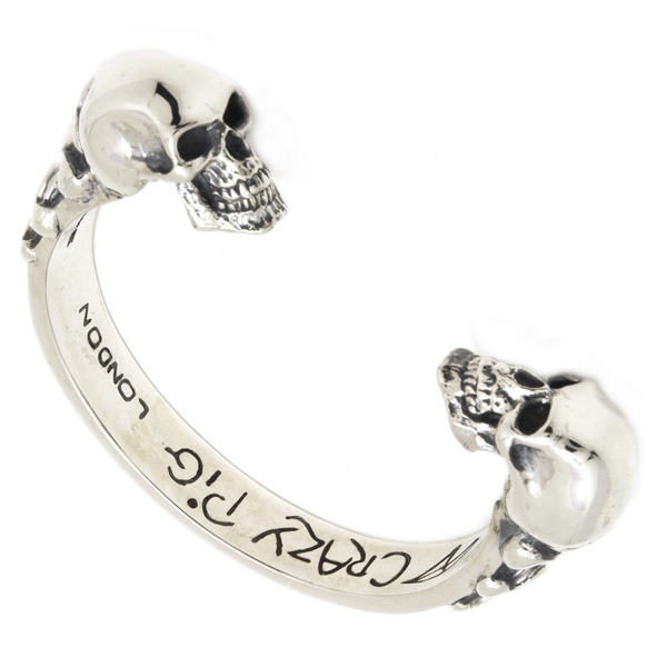 クレイジーピッグ CRAZY PIG DESIGNS HEAVY TWO SKULL BANGLE ヘビー2