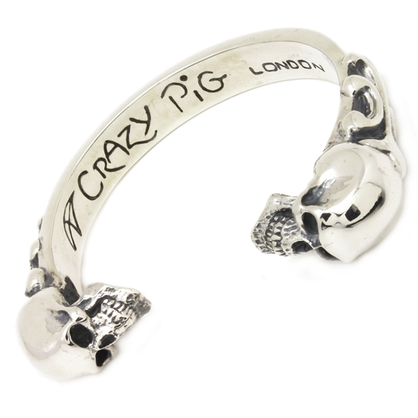 クレイジーピッグ CRAZY PIG DESIGNS HEAVY TWO SKULL BANGLE ヘビー2