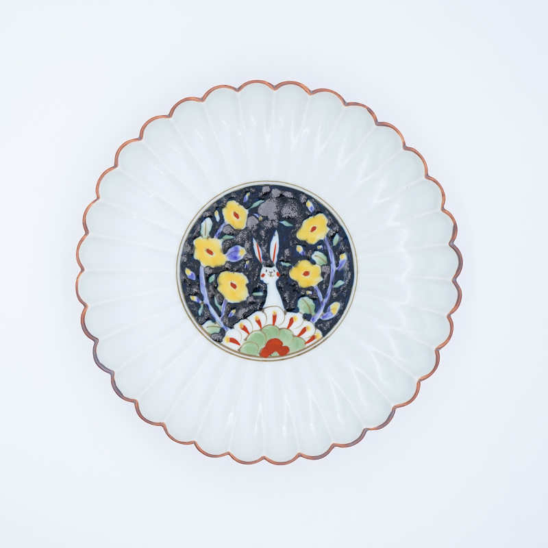 菊割7寸皿(白)｜空萌工房(そらもえこうぼう)｜田口紀美子