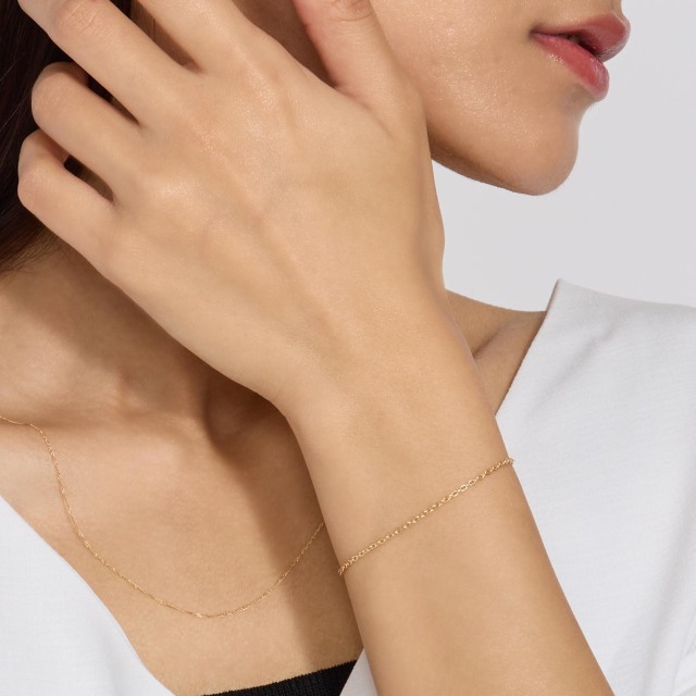 チェーン ブレスレット K18 ゴールド 丸小豆0.45φ 幅約 1.5mm 最長20cm