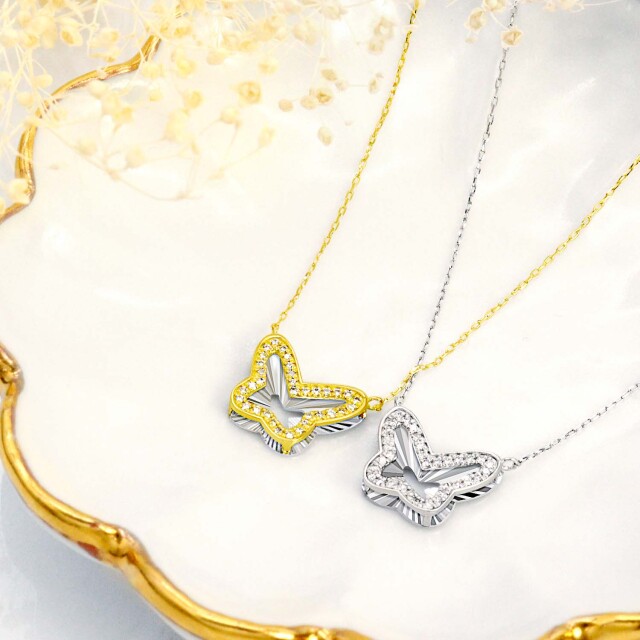 ネックレス レディース ダイヤモンド 0.11ct クロス バタフライ 蝶 K18