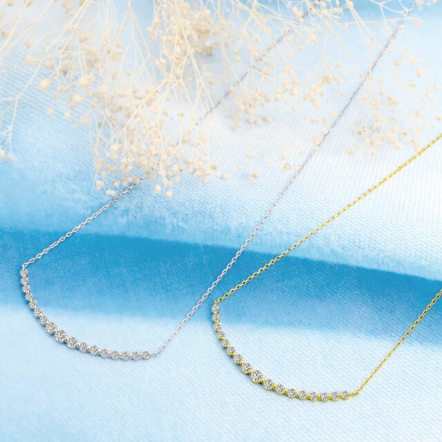 ネックレス H&C ダイヤモンド スマイルラインネックレス 1ct K18