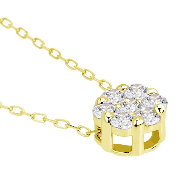 ネックレス 1粒 ダイヤモンド 0.1ct ダリア フラワー K18 ゴールド 18