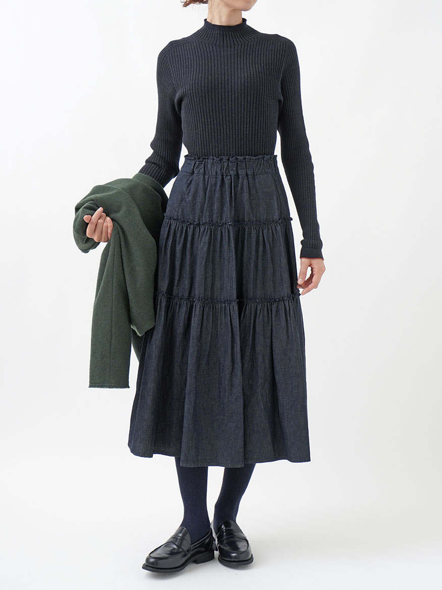 20／－ムラ糸ダンガリーティアードスカート