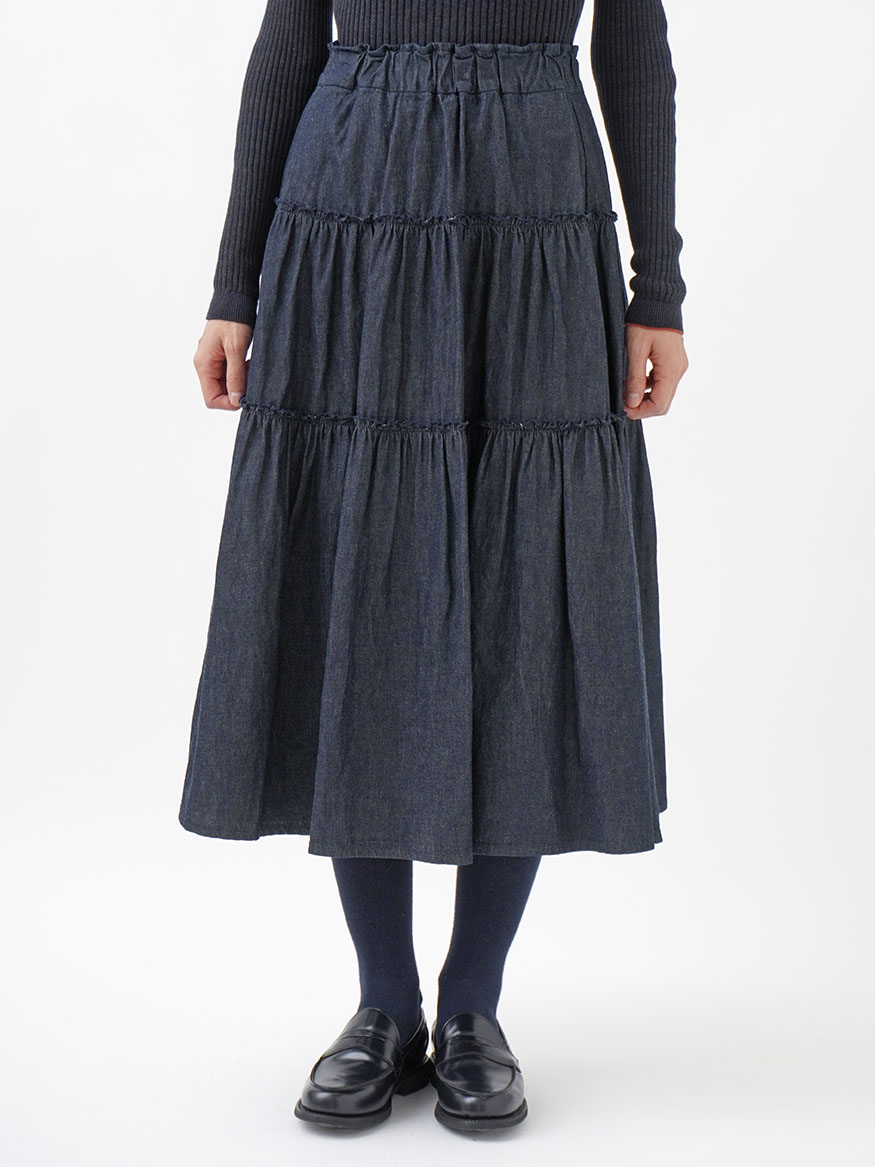 20／－ムラ糸ダンガリーティアードスカート