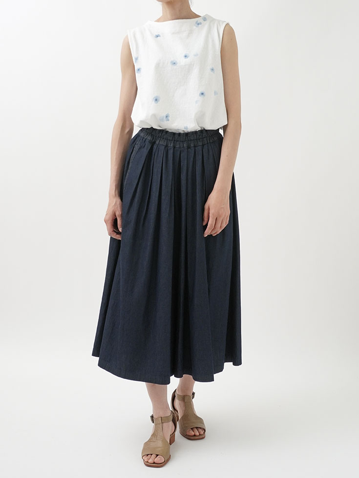 ライトオンスダンガリー タックキュロットギャザーパンツ