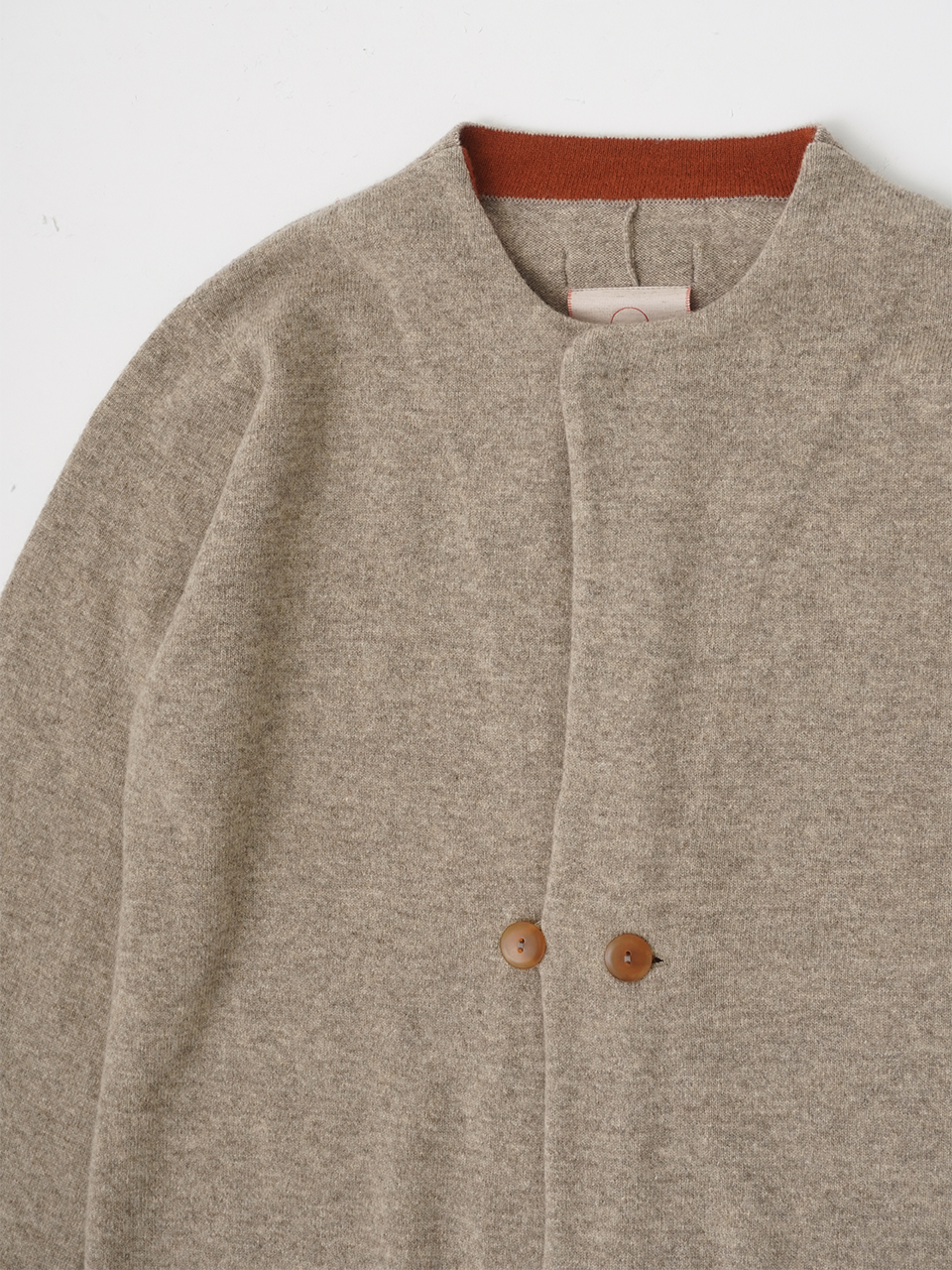 12Gラムウールボイル クルー襟カーディガン