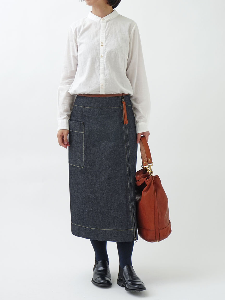 13.5ozストレッチデニムセミタイトスカート