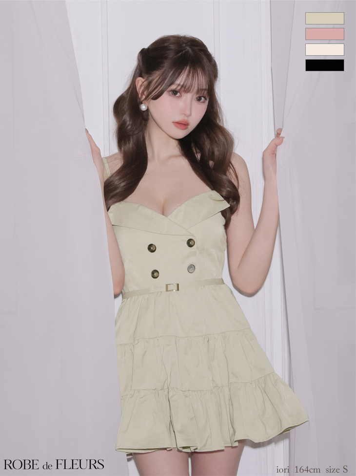 XSサイズあり】ビジューリボンセットアップタイトミニキャバドレス(fm3456)