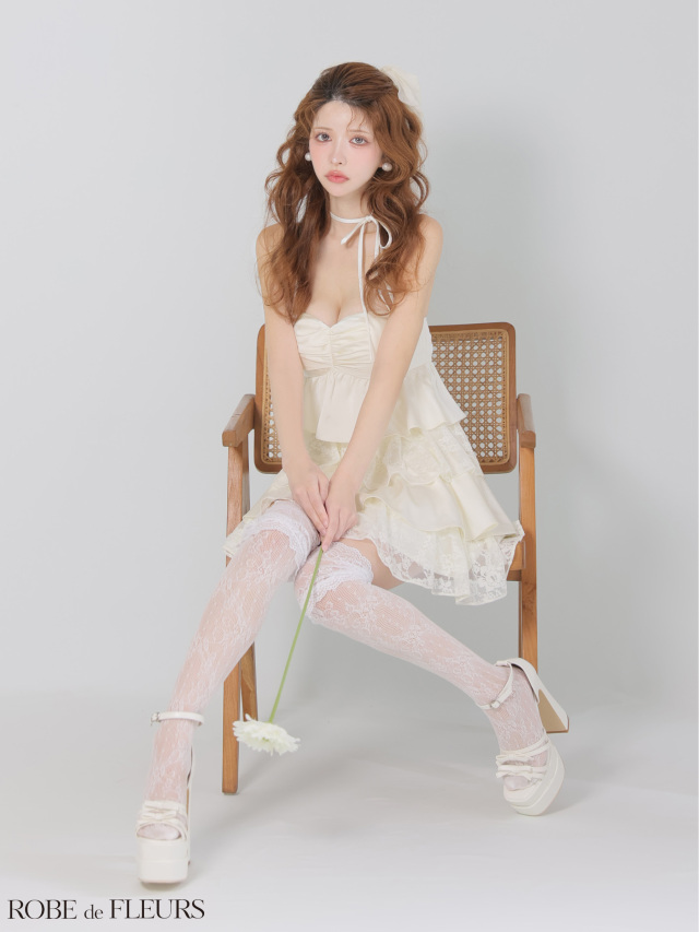 XSサイズあり】スパンコールレースティアードフリルミニキャバドレス