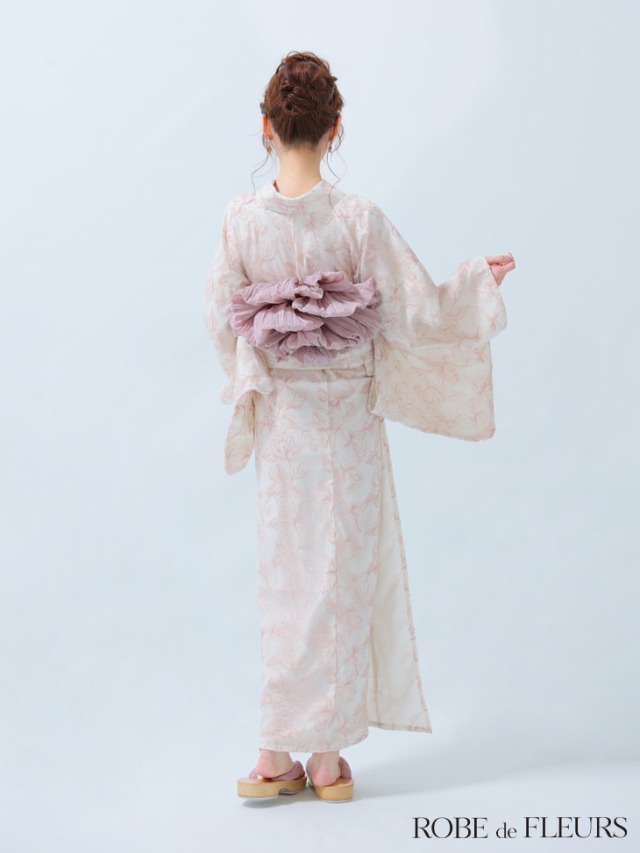 ROBE de FLEURS Sheer floral embroidered lace yukata (fm4220)