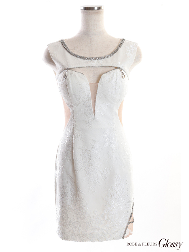 XS～Lサイズあり】フロントジッパーxサイドチュールタイトミニキャバ