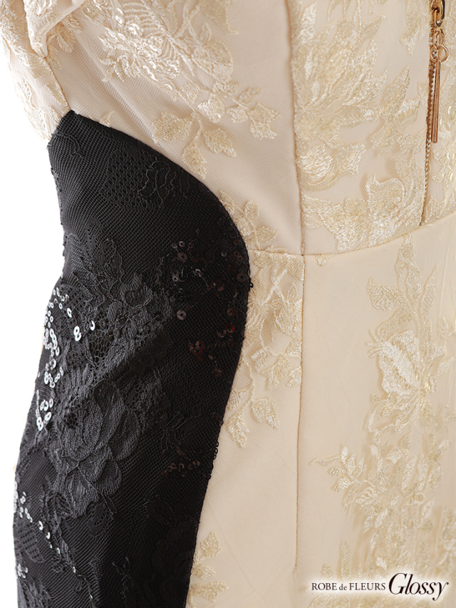 XSサイズあり】フロントロックxバイカラータイトミニキャバドレス(GL2591)