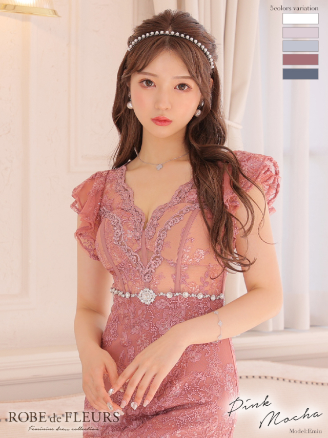 XS～Lサイズあり】ウエストビジューxシースルーレースミニキャバ