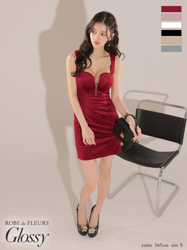 XS～Lサイズあり】スタッズ×キルティングキャミキャバドレス(GL2882)