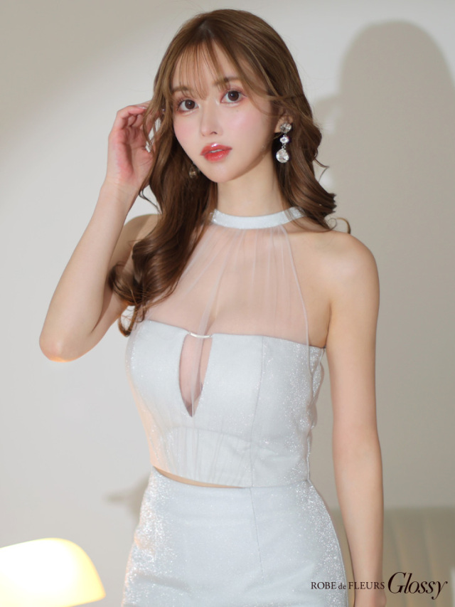 XSサイズあり】ホルターネックxラメニットセットアップキャバドレス