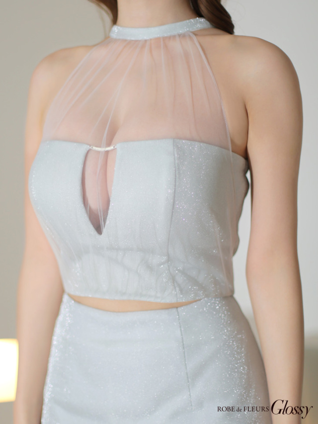 XSサイズあり】ホルターネックxラメニットセットアップキャバドレス