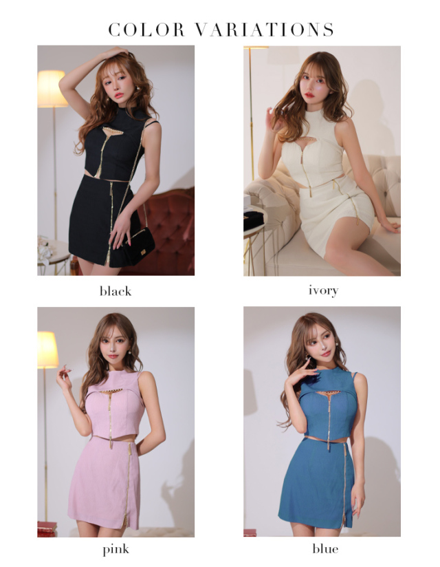 XSサイズあり】ジッパー×クロスビジュータイトミニキャバドレス(GL3144)