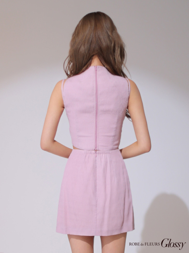 XSサイズあり】ジッパー×クロスビジュータイトミニキャバドレス(GL3144)