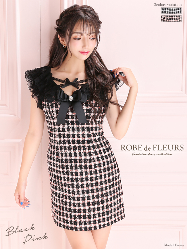 XSサイズあり】ドールチェックツイードワンピースキャバドレス(fm2178)