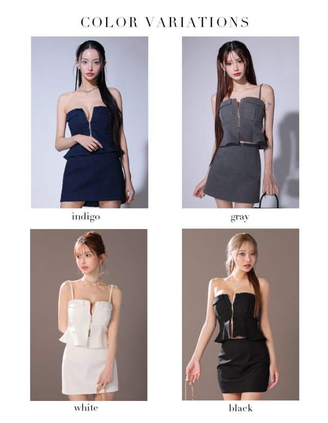 XSサイズあり】センタージップペプラムセットアップミニキャバドレス