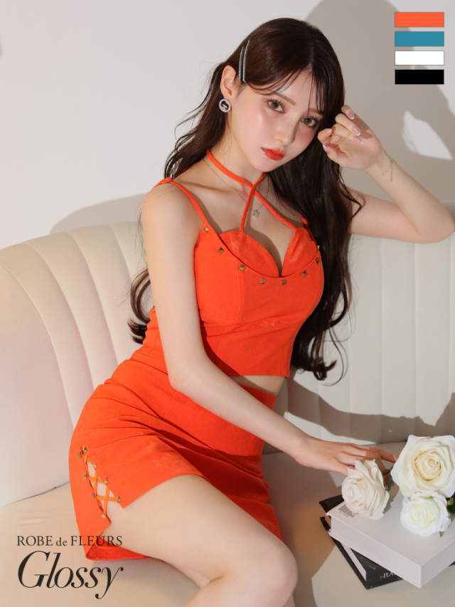 XSサイズあり】スエードフロントクロススタッズセットアップミニキャバ