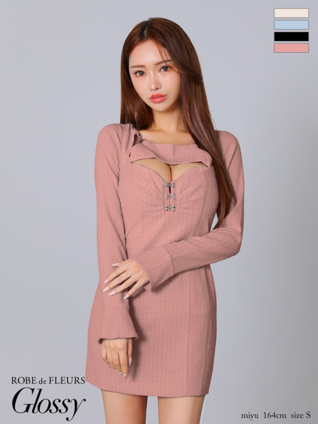 XSサイズあり】長袖バックオープンタイトミニキャバドレス(GL3584)