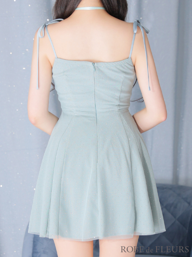 XSサイズあり】ショルダーリボンスタッズラメニットプリティミニキャバ