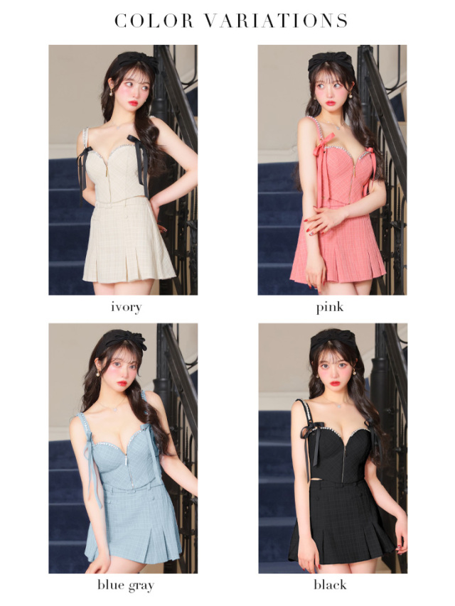 XSサイズあり】スエードリボン×チェックツイードベルトデザイン