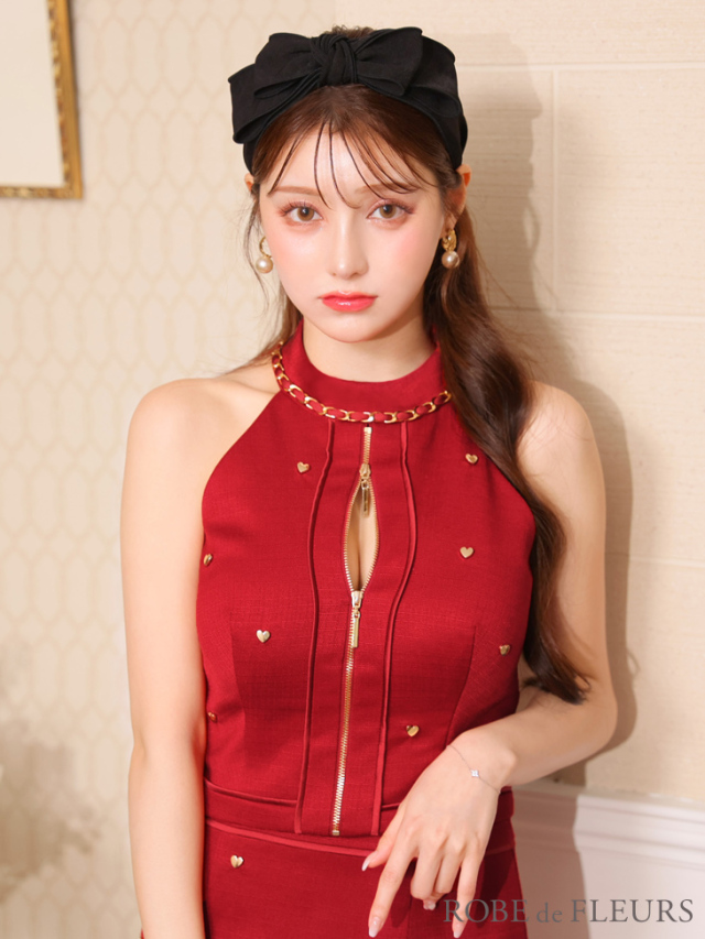 XSサイズあり】ハートスタッズバストジップセットアップミニキャバ