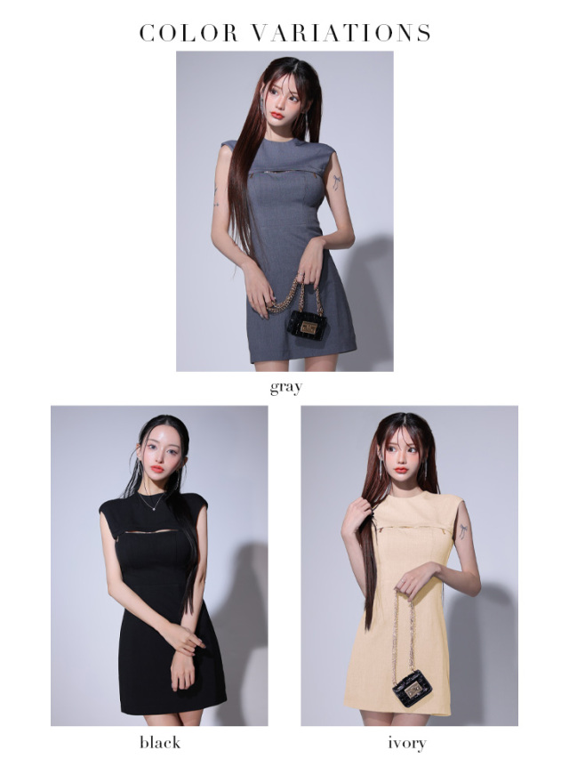 XSサイズあり】バックオープンバストスリットシンプルミニキャバドレス