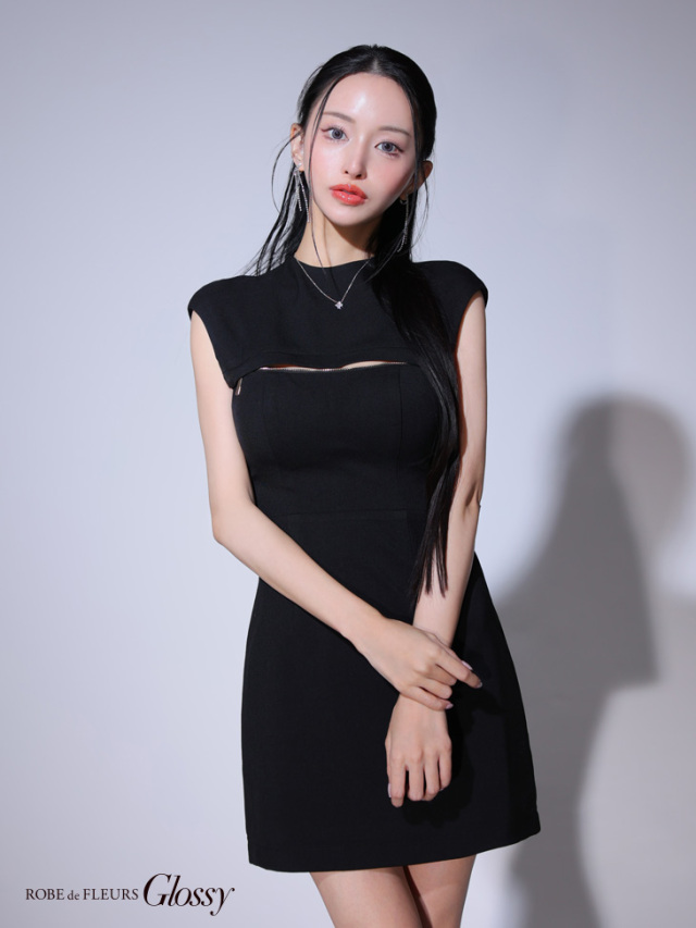 XSサイズあり】バックオープンバストスリットシンプルミニキャバドレス