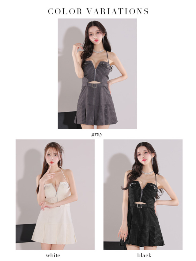 XSサイズあり】2way♥ストライプバストジップベルトデザインミニ