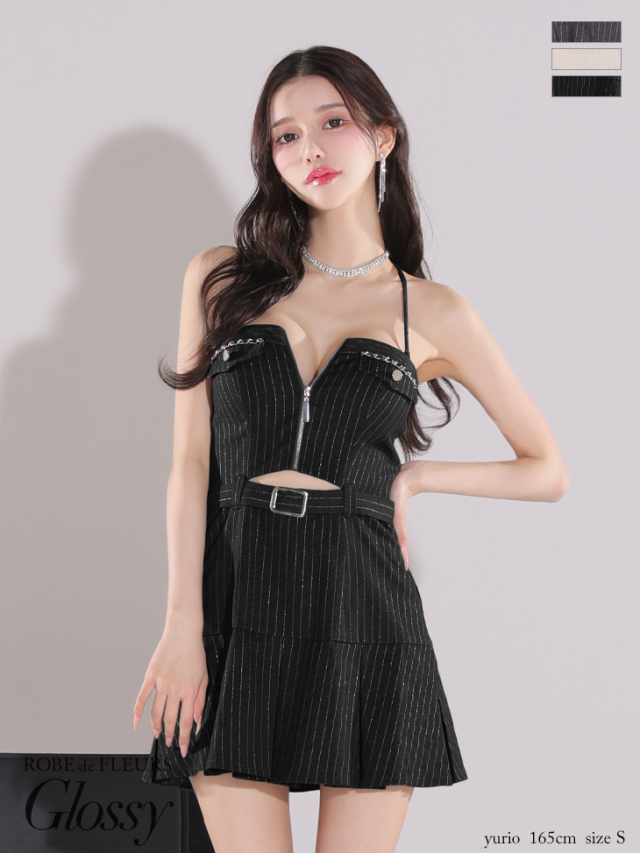 XSサイズあり】2way♥ストライプバストジップベルトデザインミニ