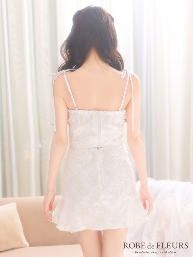 XSサイズあり】フラワーチュールバストフリルセットアップミニキャバ