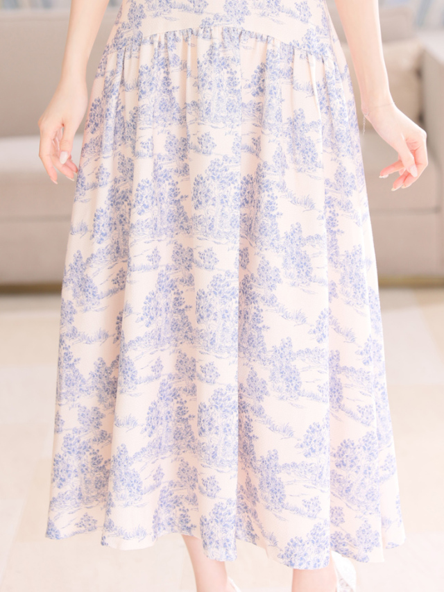 Lサイズあり】ジャガード×バストジッパーフレアロングキャバドレス(DE3334)