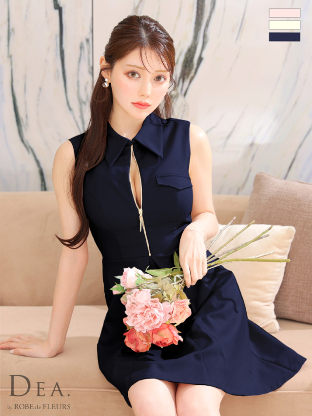 Lサイズあり】センタージップシンプルノースリーブレディキャバドレス