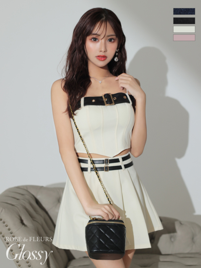 XSサイズあり】ハンサムダブルベルトセットアップミニキャバドレス(GL3331)